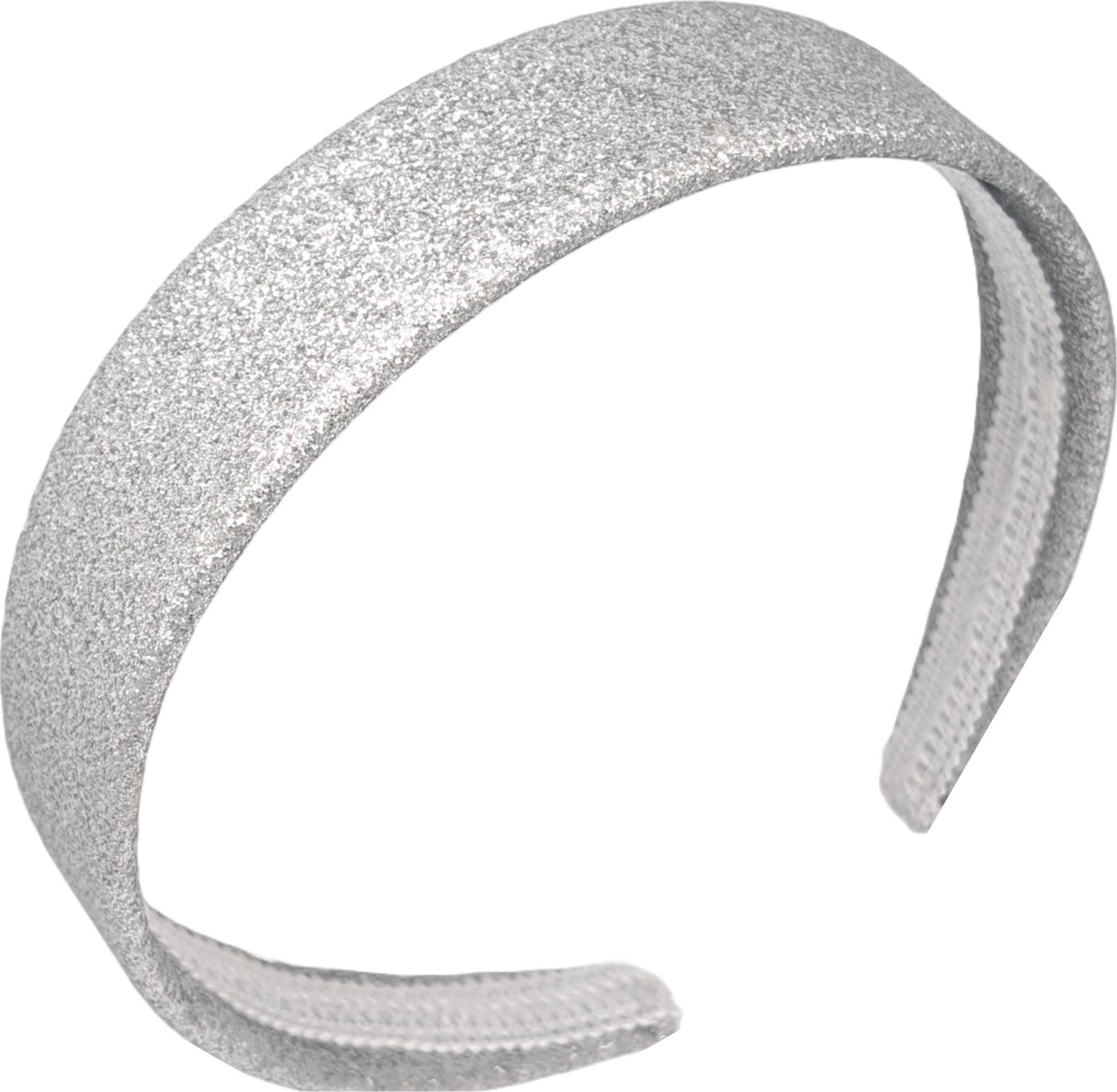 2.5cm Silver Glitter Fabric Plastic Alice Band Hair Band Headband No Teeth