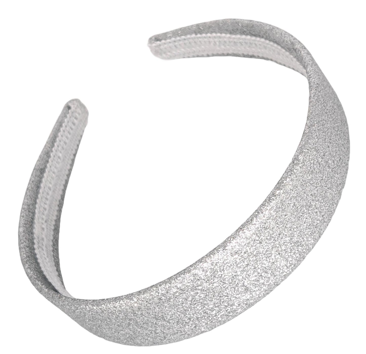 2.5cm Silver Glitter Fabric Plastic Alice Band Hair Band Headband No Teeth