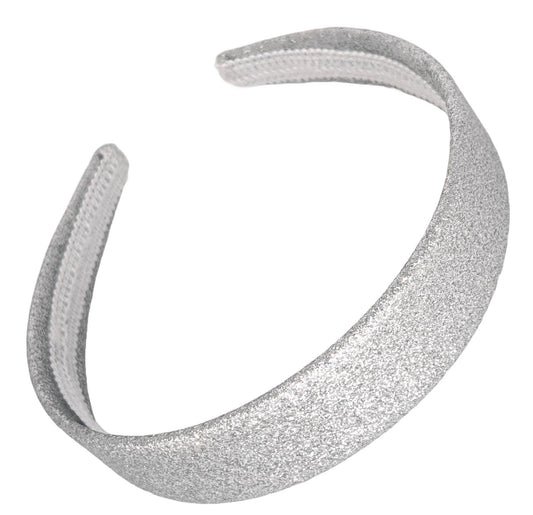 2.5cm Silver Glitter Fabric Plastic Alice Band Hair Band Headband No Teeth