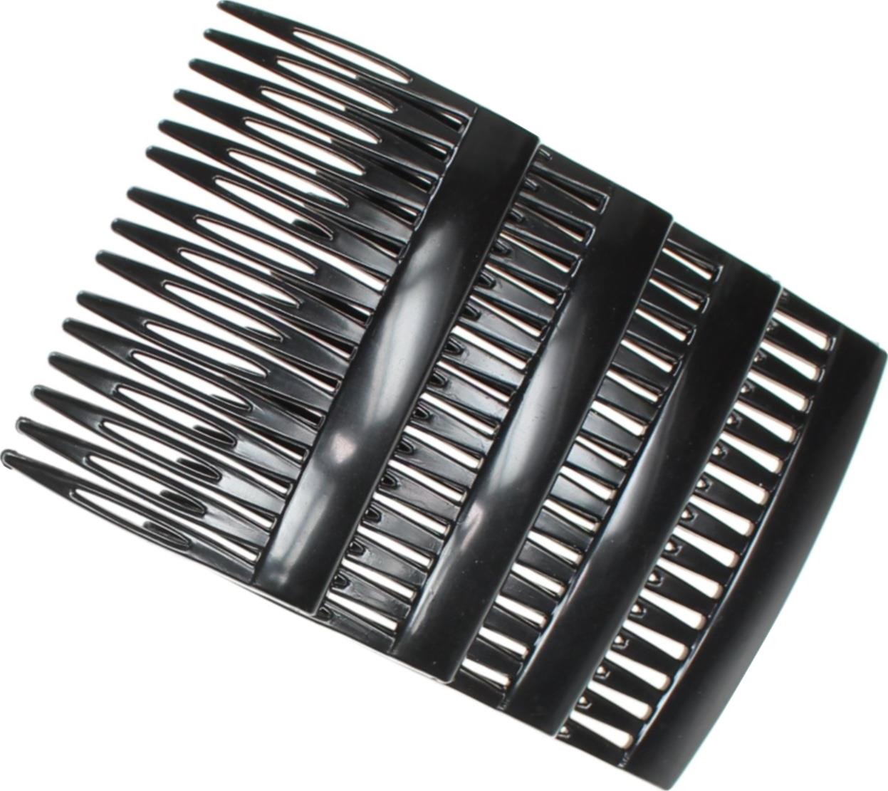 4 Pack 7cm Black Side Side Hair Combs Slides Clips