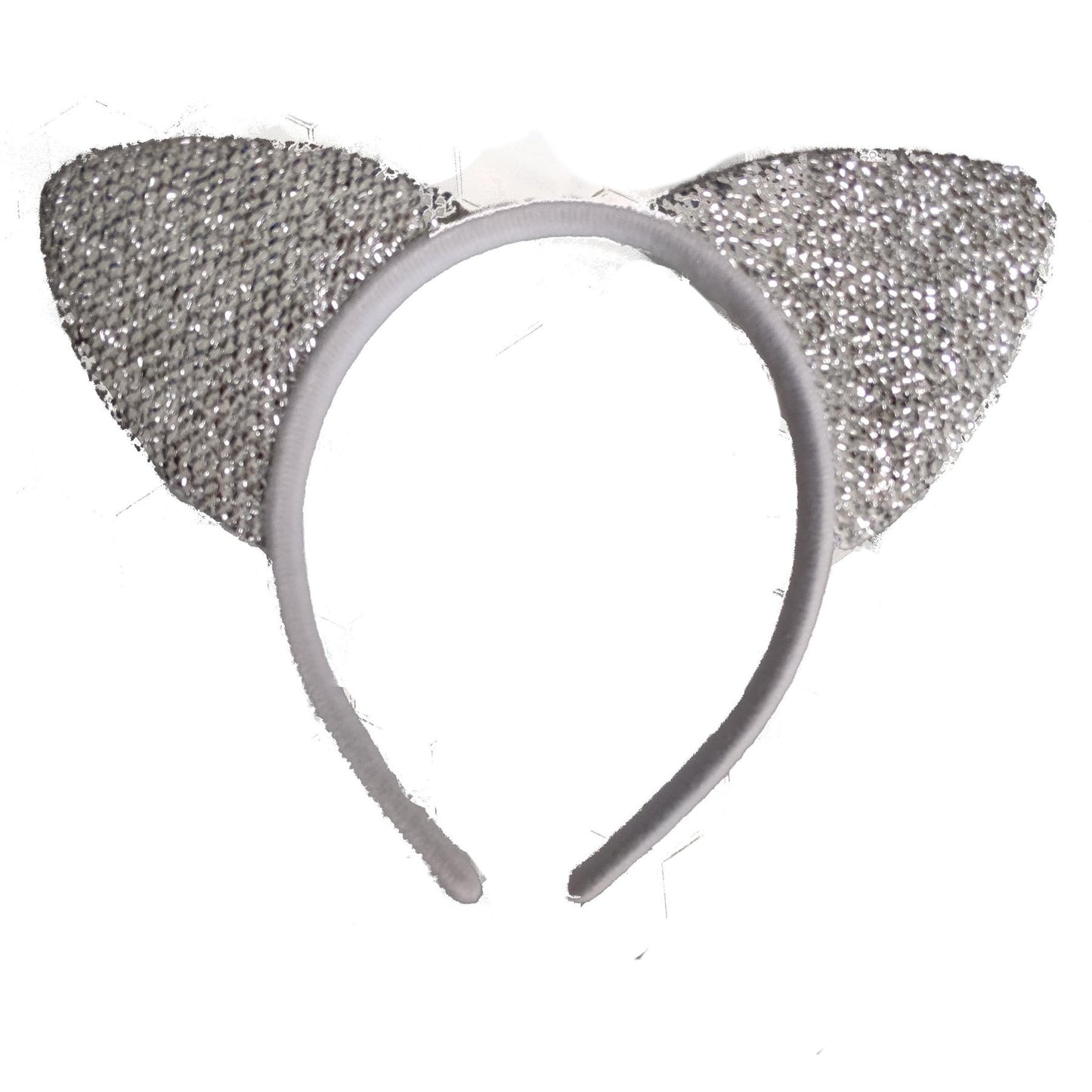 White Glitter Cat Ears Alice Hair Band Headband Fancy Dress Halloween