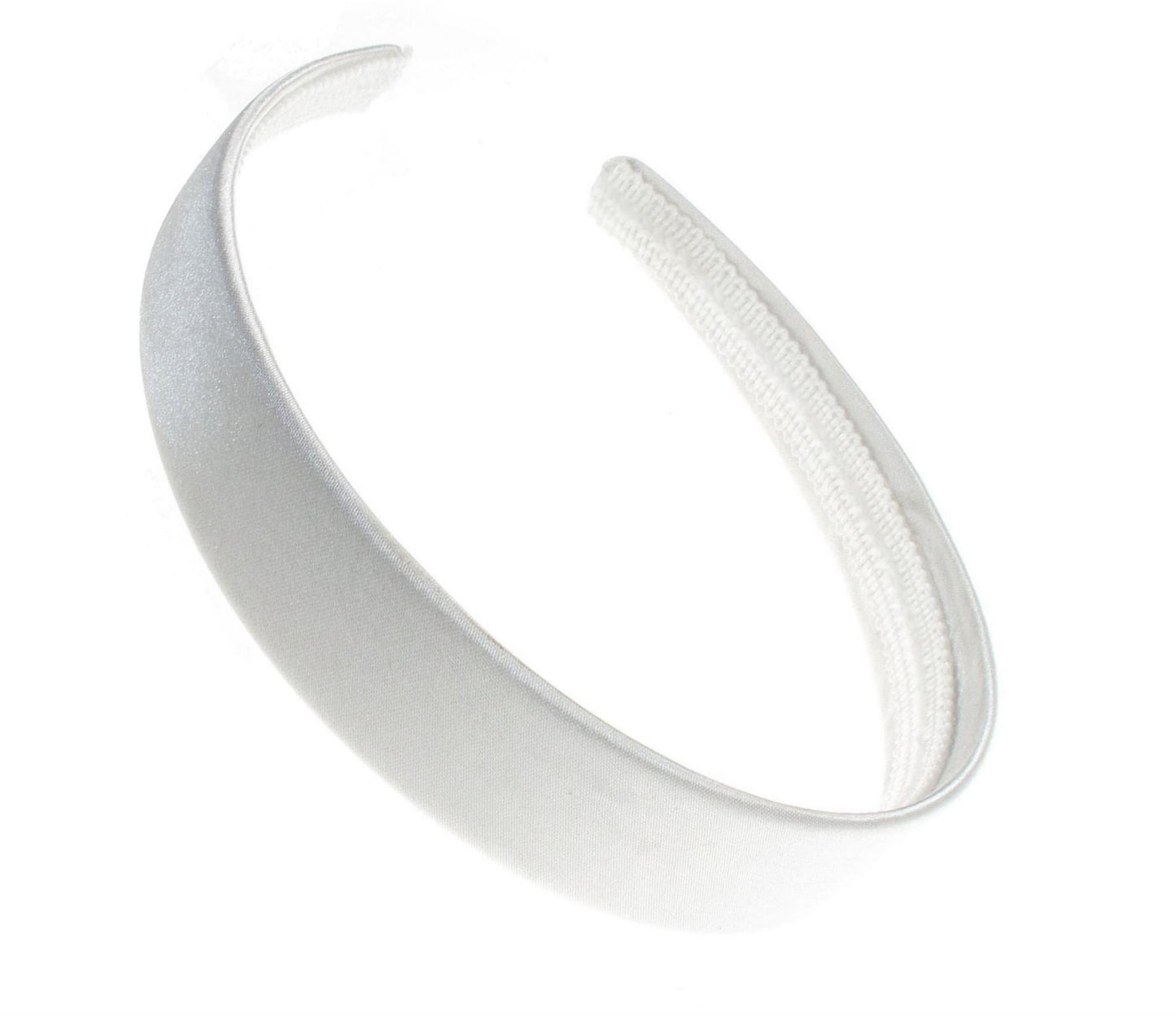 2cm White Satin Covered Plastic Alice Band Hair Band Headband No Teeth