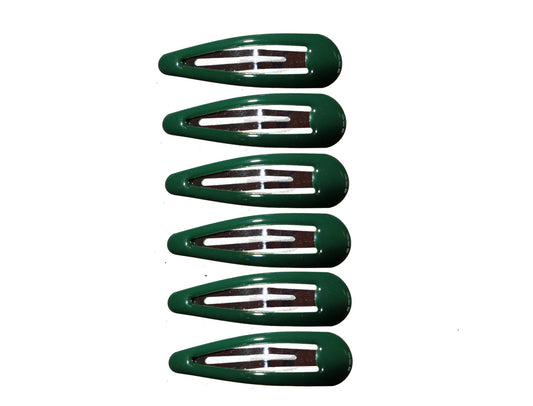 6 x 5cm Bottle Green Bendies Sleepies Snap Hair Clips Slides School Colours