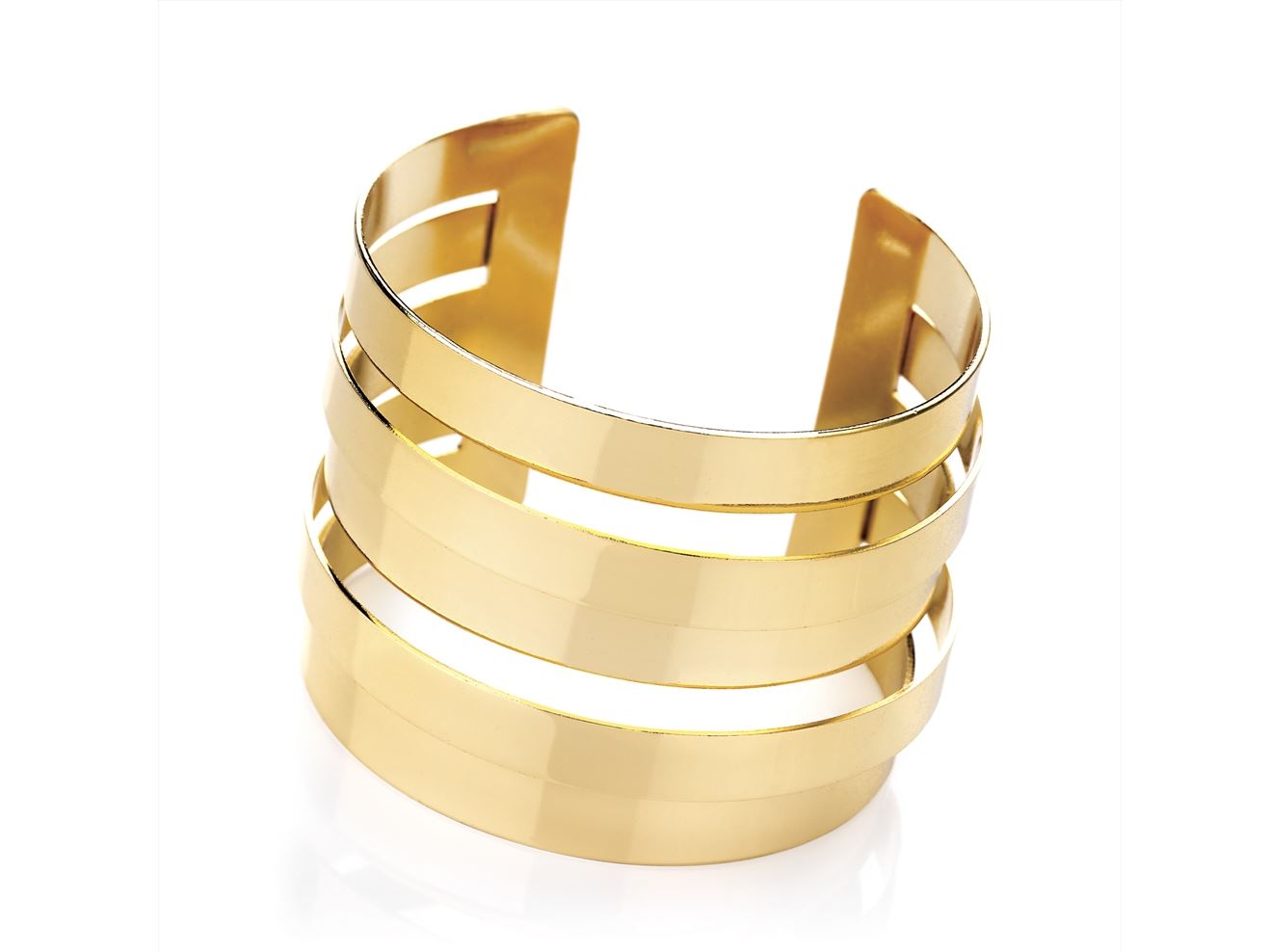 Adjustable Gold Tone Wide Cuff Statement Bangle Bracelet Womens