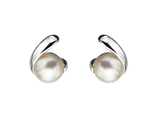 Pearl Twist Stud Earrings Womens Ladies Girls
