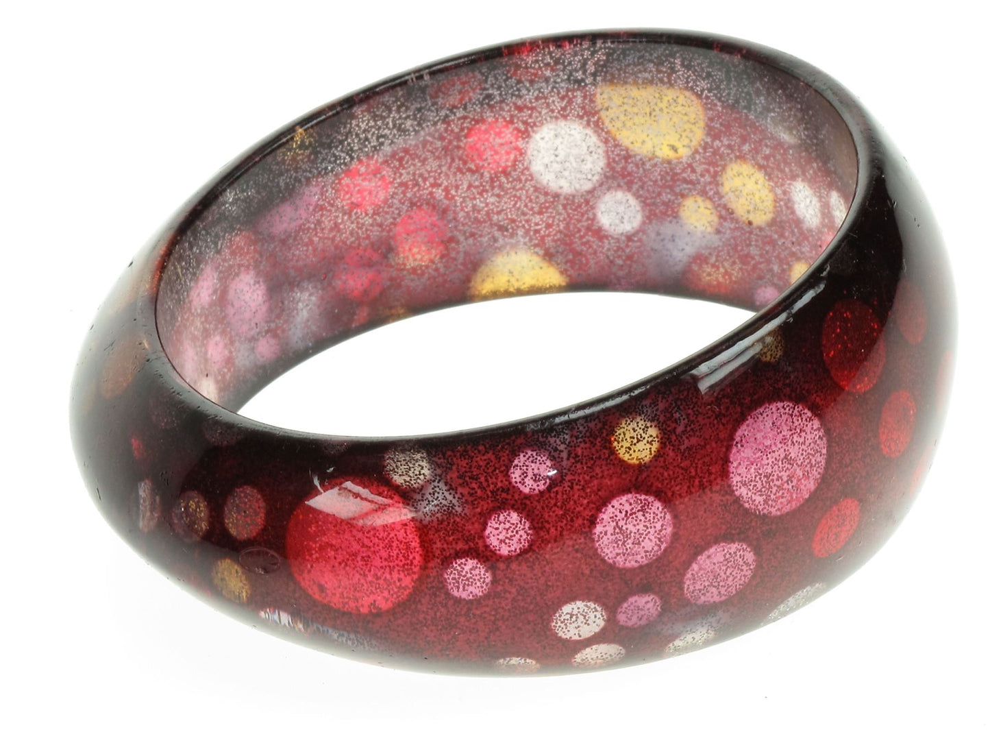 Ladies 3cm Wide Pink Chunky Irregular Glitter Dot Bracelet Bangle