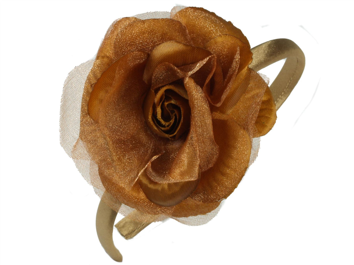 Dark Gold Rose Fascinator Headband Hair Band Bridesmaid Wedding Prom Races