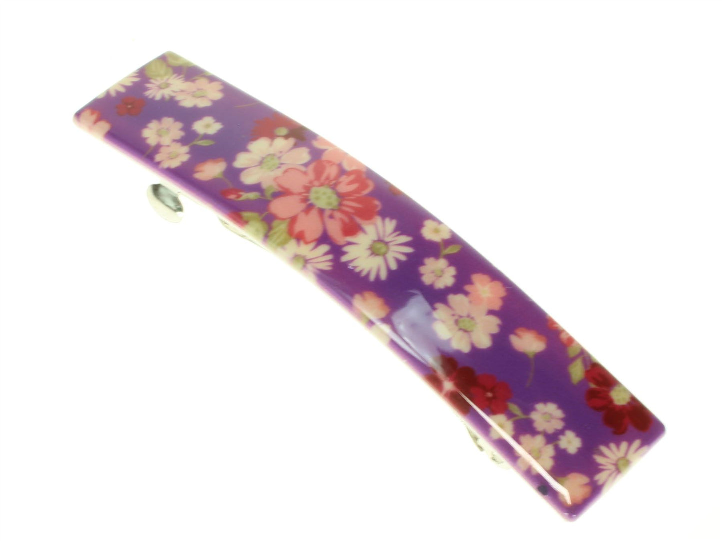 Purple Ditsy Floral French Clip Barrette