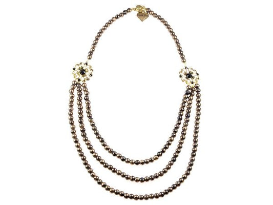 Bronze And Jet Vintage Necklace
