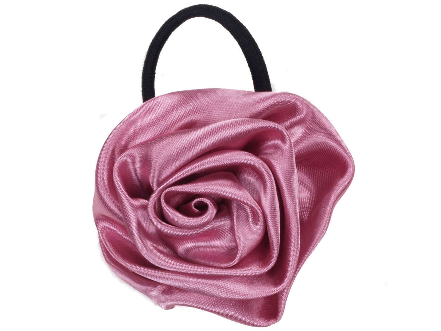 Pink Satin Rosette Ponytailer