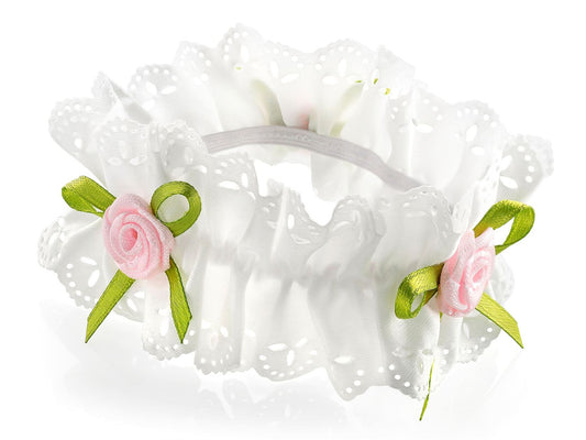 Cream Pink Lace Flower Bun Garland Hair Scrunchie Elastic Ballet Dance