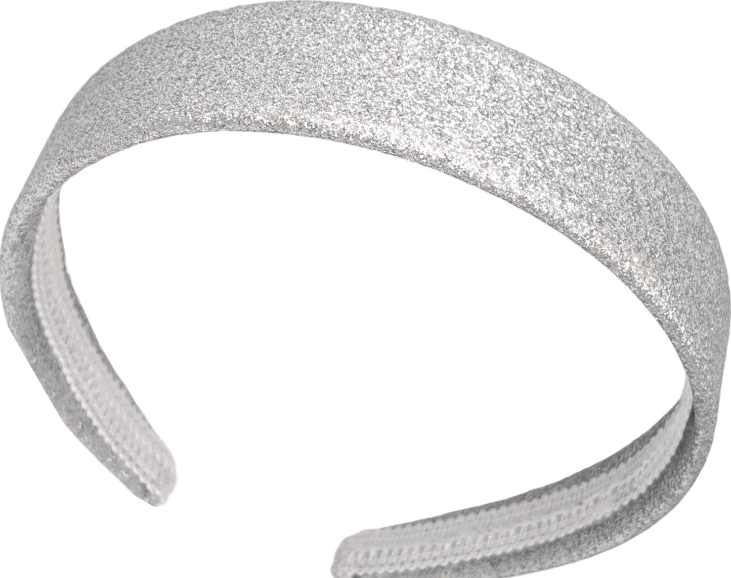 2.5cm Silver Glitter Fabric Plastic Alice Band Hair Band Headband No Teeth
