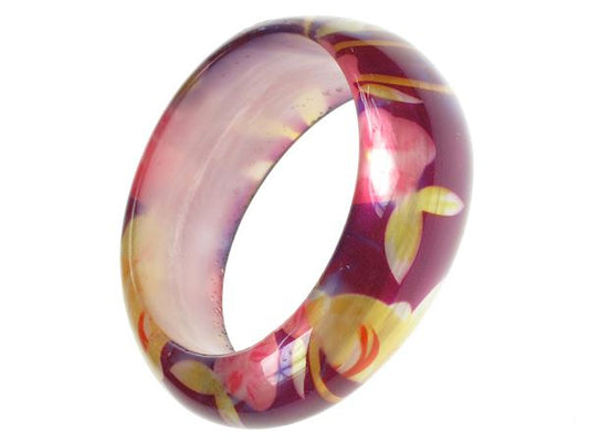 Ladies 3.5cm Wide Purple Flower Chunky Irregular Bracelet Bangle Jewellery