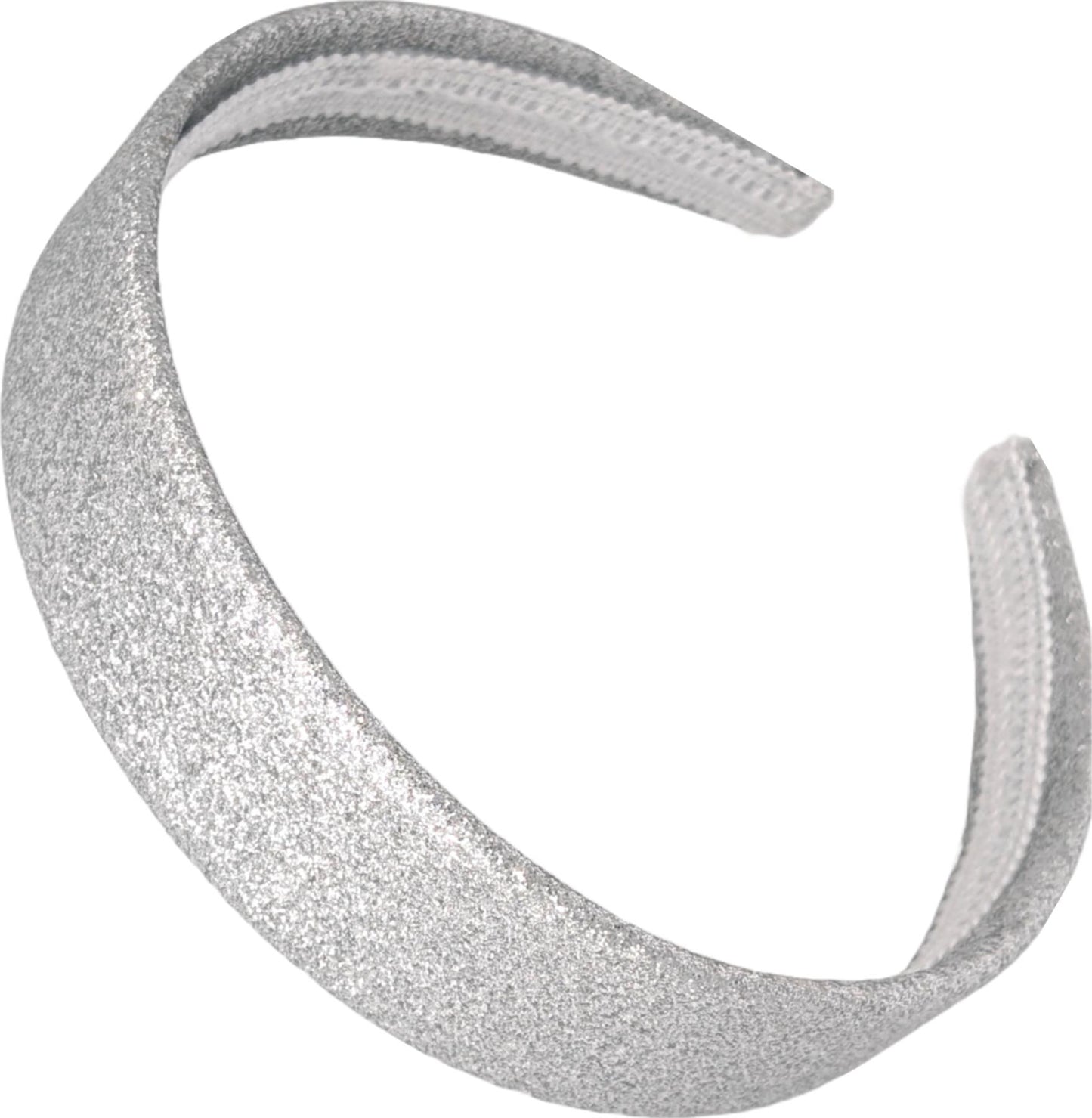 2.5cm Silver Glitter Fabric Plastic Alice Band Hair Band Headband No Teeth