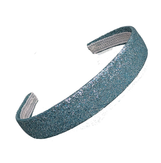 2.5cm Turquoise Glitter Fabric Plastic Alice Hair Band Headband No Teeth
