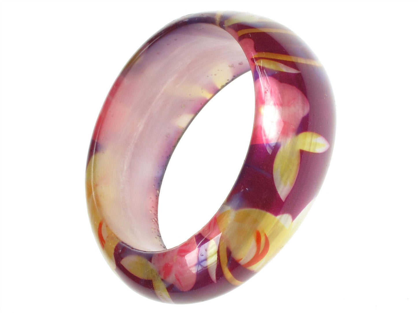 Ladies 3.5cm Wide Purple Flower Chunky Irregular Bracelet Bangle Jewellery