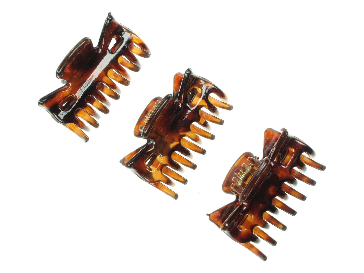 3 Small Mini 4cm Tort Brown Plastic Hair Claws Clips Clamps Jaw Clips