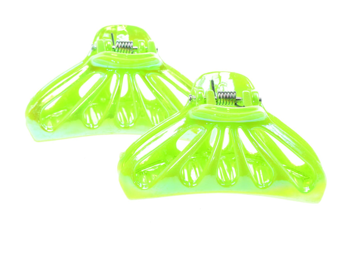 Pair of 5cm Small Green Plastic Hair Claws Clips Clamps Bulldog Clips