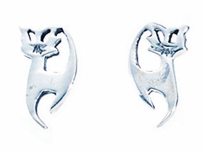 Contemporary Cat Stud Earrings Ladies Women Jewellery