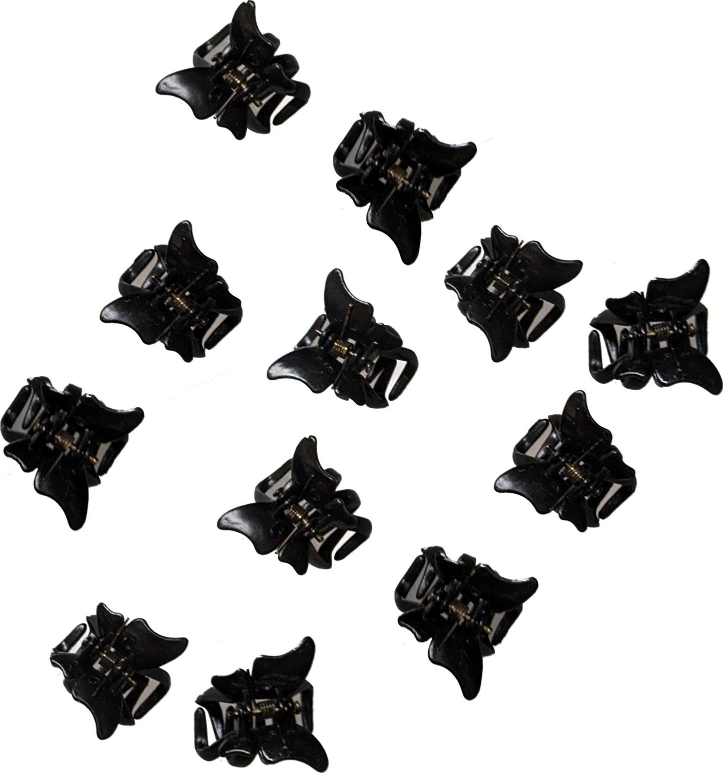 12 Black Mini Small Butterfly Hair Claw Clips Clamps