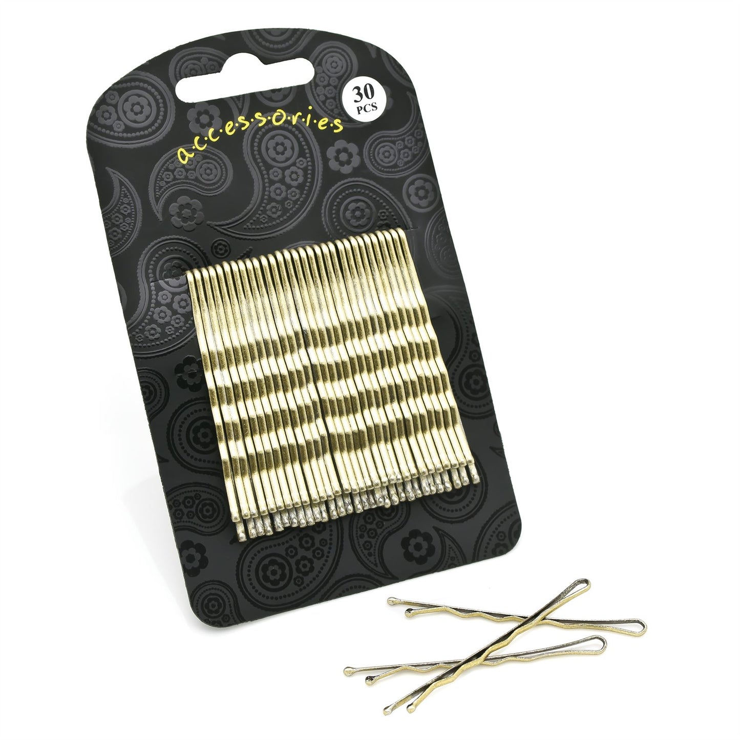30 Pale Gold Blonde Metal Waved Hair Kirby Grips Slides 6cm Hair