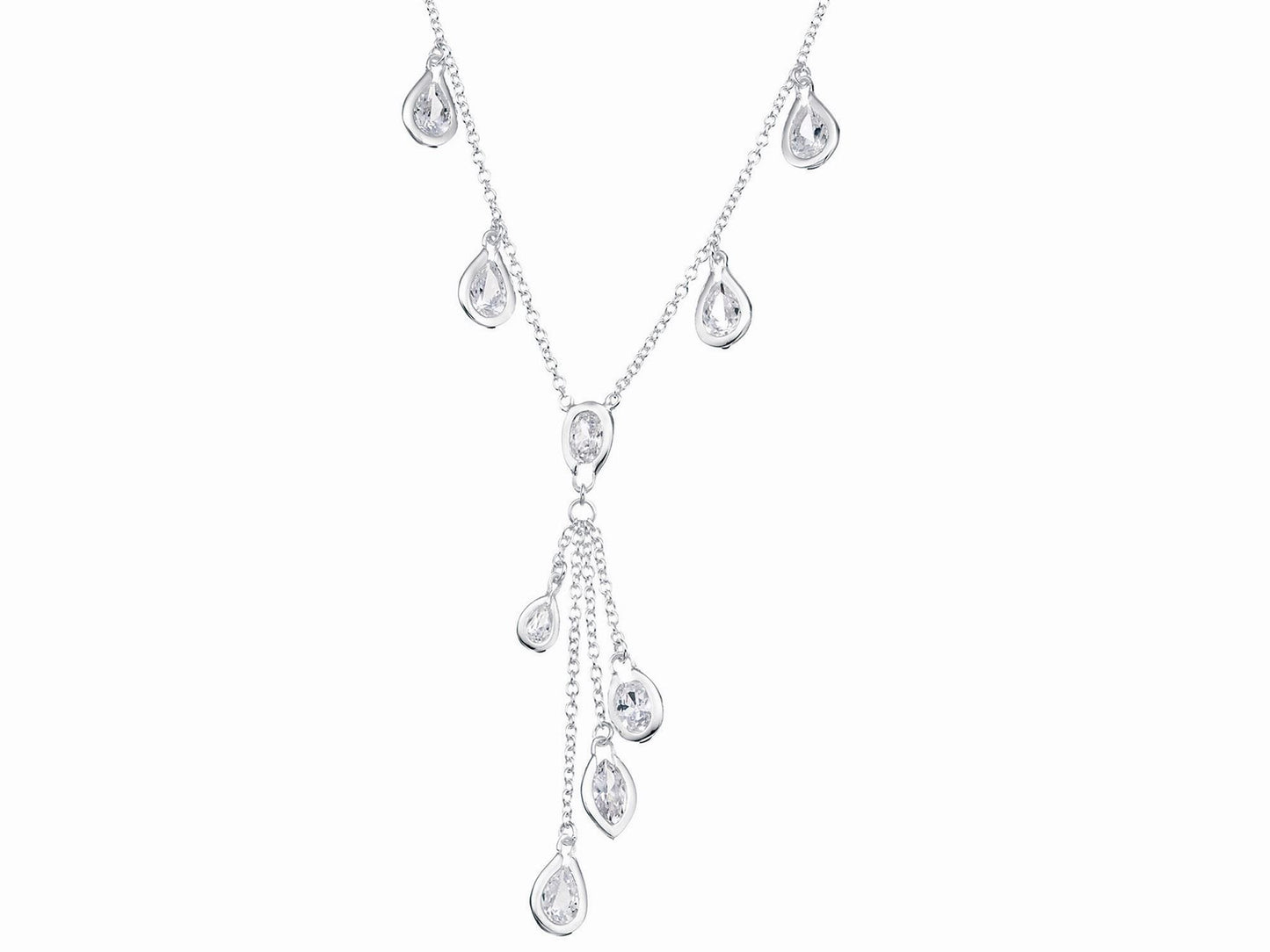 Silver Cubic Zirconia Drop Necklace Fashion Jewellery Ladies Women