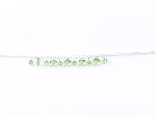 Green Bead Anklet Ankle Bracelet Silver Chain Beach Holi Jewellery