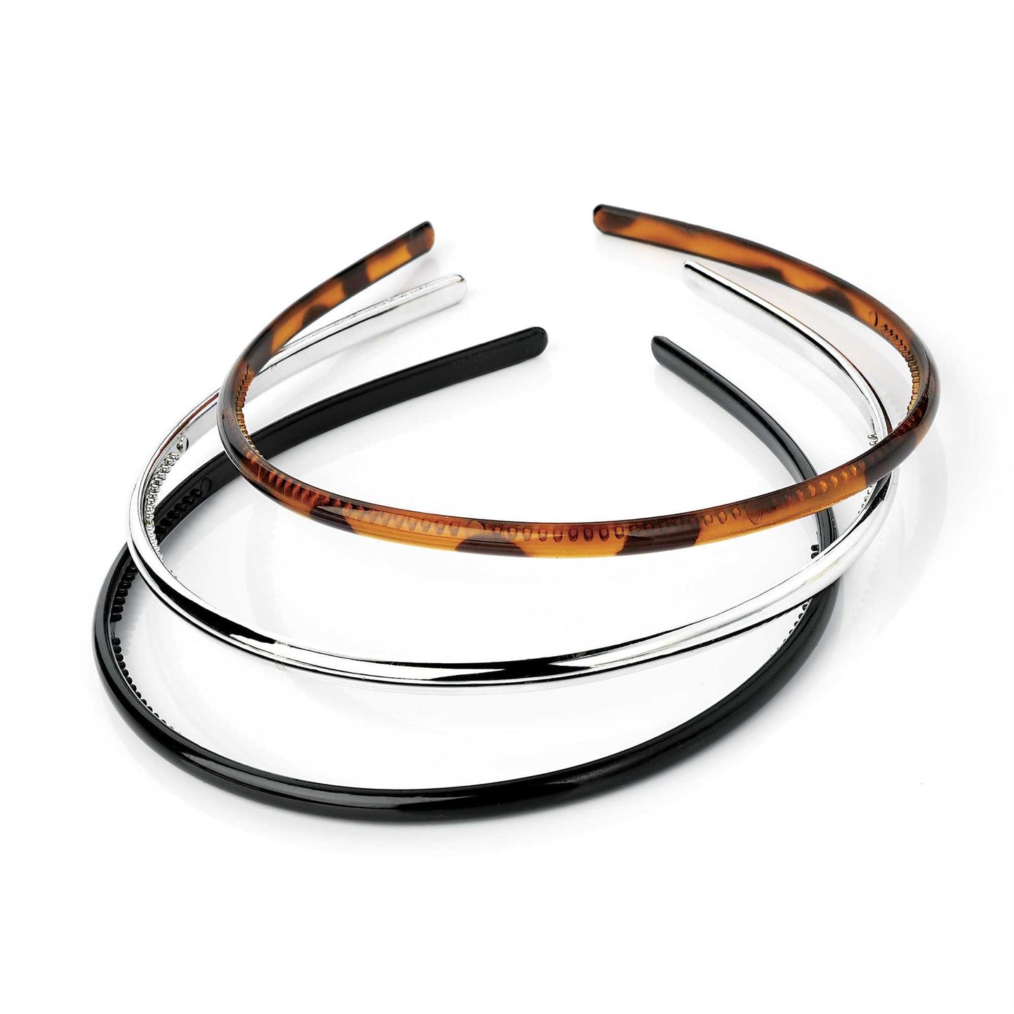 Black Tort Brown Silver Narrow Thin Plastic Headband Alice Hair Bands With Teeth