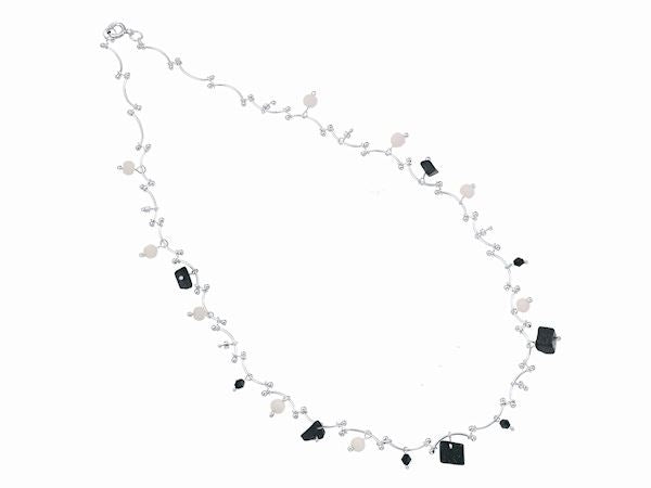 White Cats Eye Wave Necklace