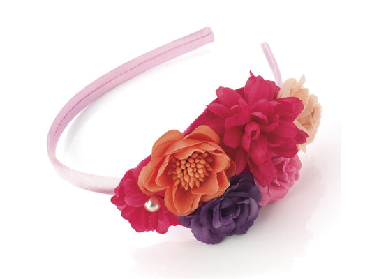 Floral Fabric Flower Bouquet Plastic Alice Band Hair Band Festival Party