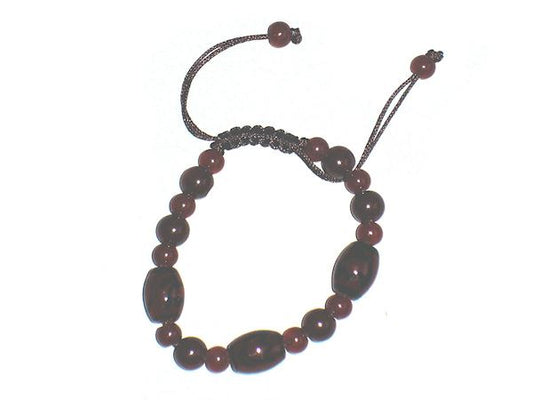 Brown Floral Print Glass Bead Sliding Cord Bracelet Bangle