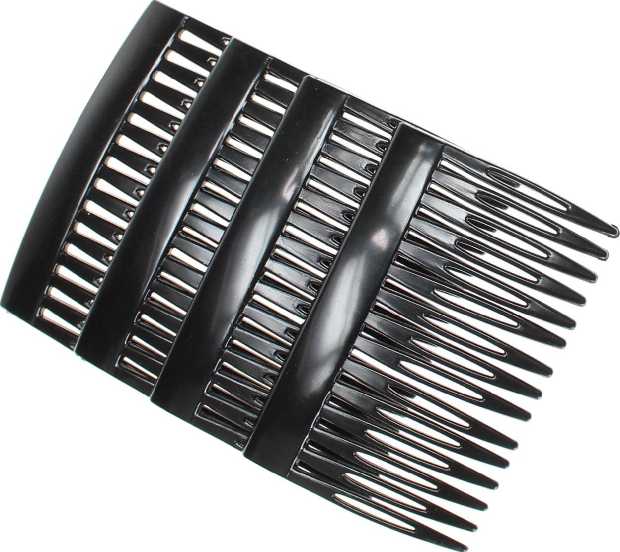 4 Pack 7cm Black Side Side Hair Combs Slides Clips