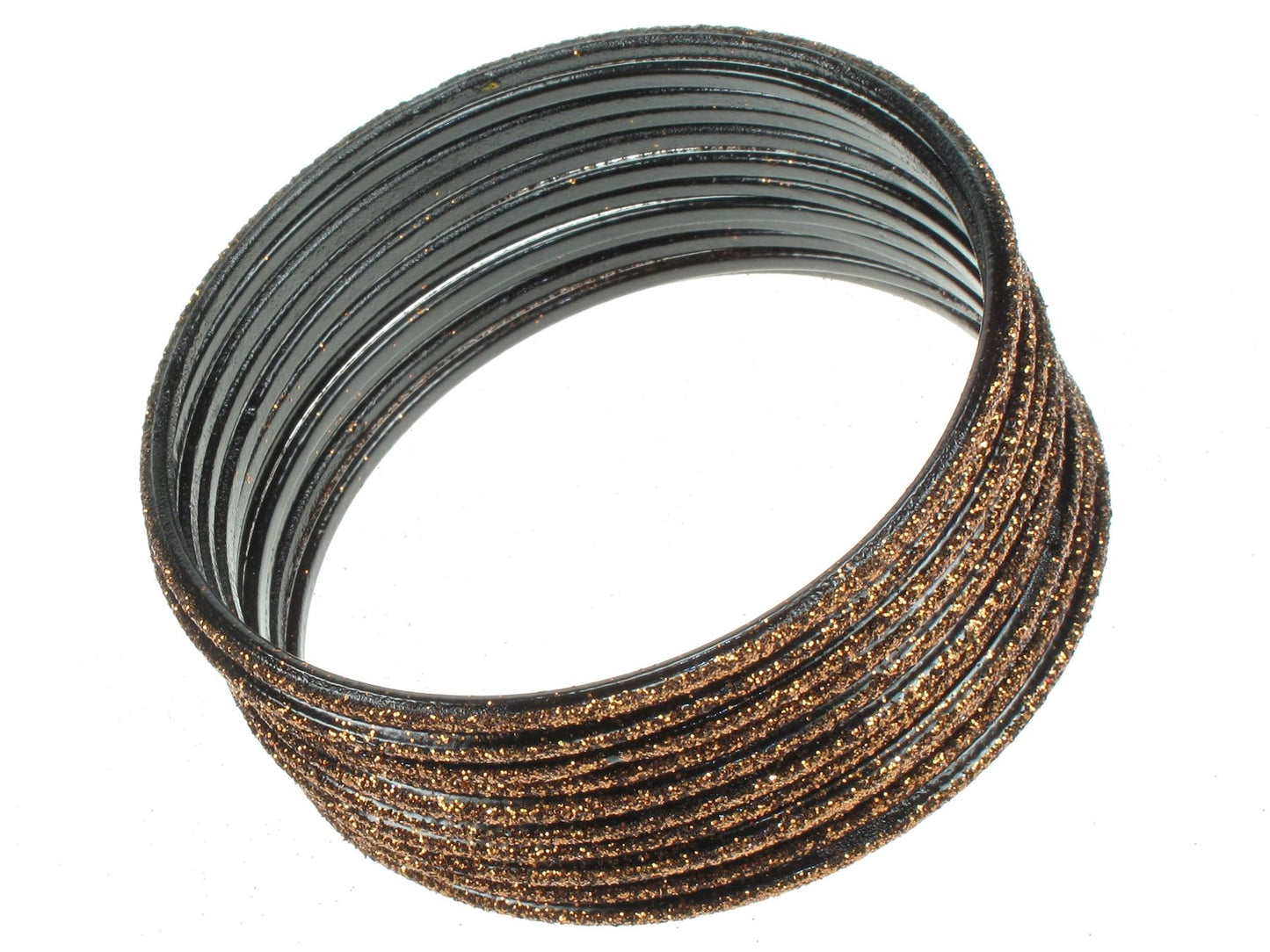 12 Piece Bronze Glitter Narrow Bangle Bracelet Stack Set Womens