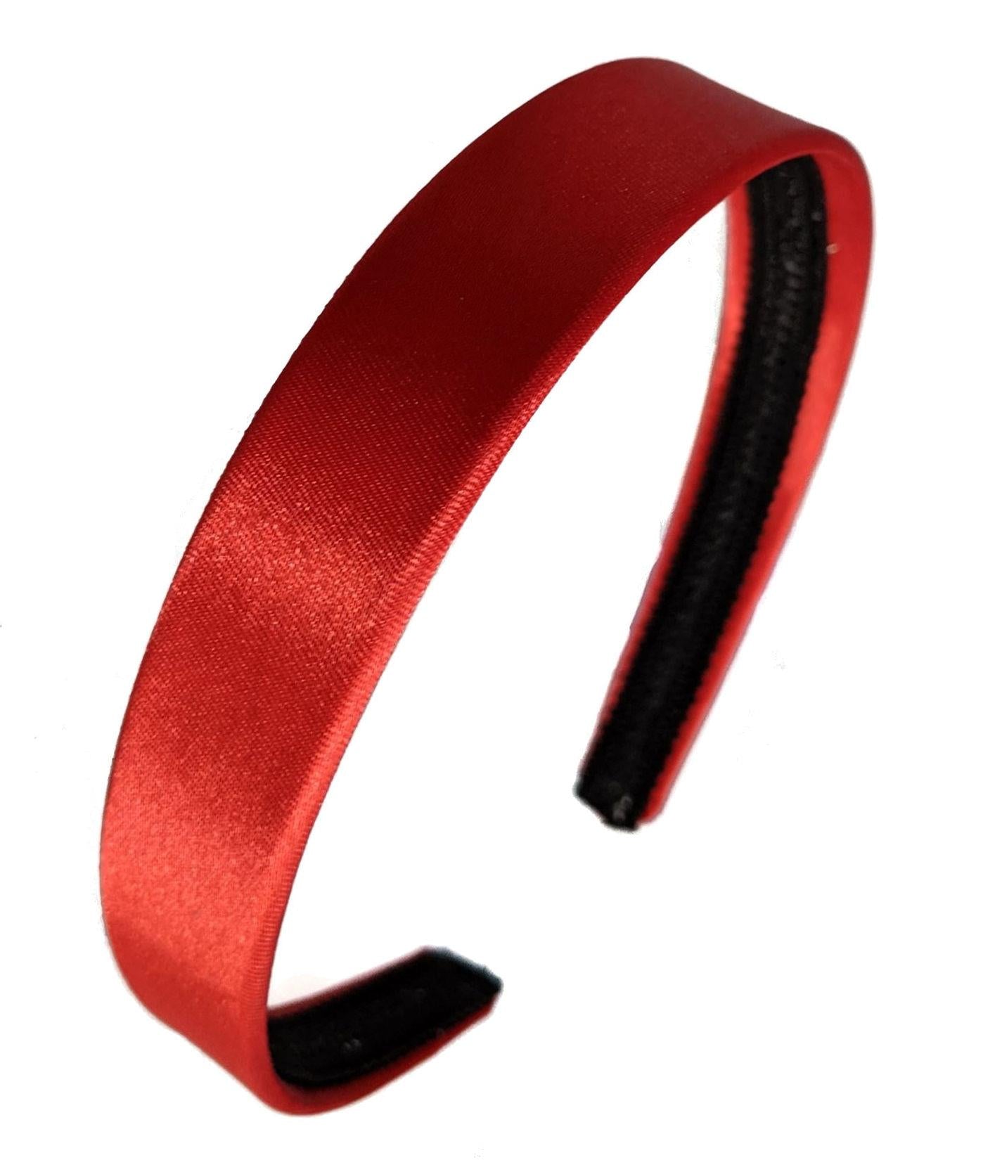 2cm Red Satin Covered Plastic Alice Band Hair Band Headband No Teeth