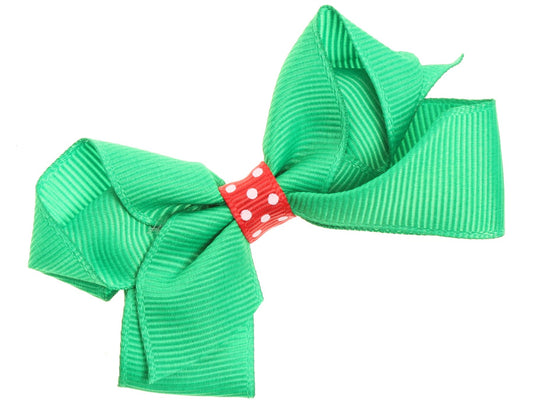 Green Festive Christmas Ribbon Bow Hair Clip Clamp Slide Xmas