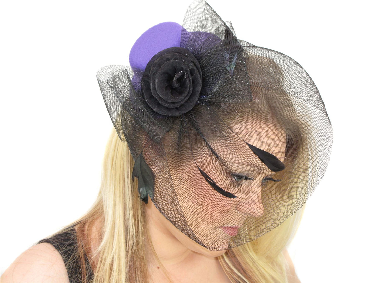 Purple Top Hat Women Hat Fascinator Weddings Ladies Day Races Royal Ascot