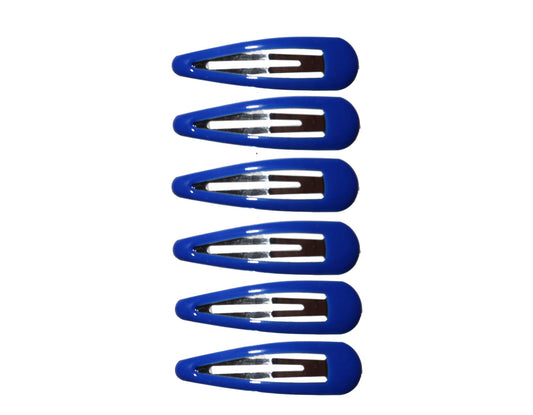 6 x 5cm Royal Blue Bendies Sleepies Snap Clips Hair Clips Slides School Colours