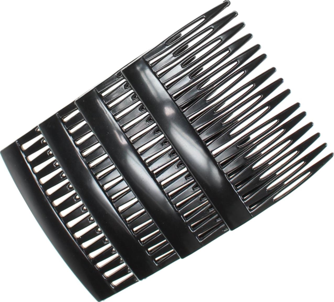 4 Pack 7cm Black Side Side Hair Combs Slides Clips