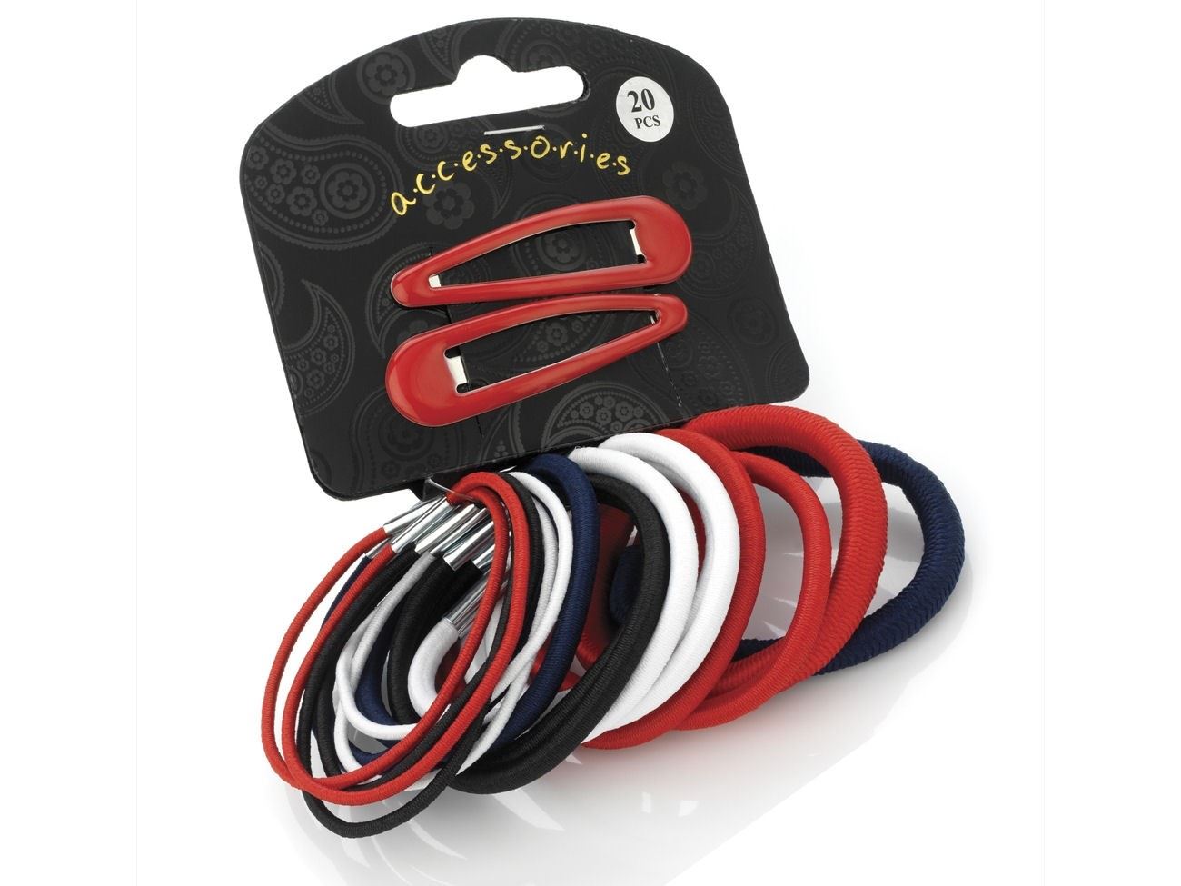 Red Navy White Black Hair Elastic Band Bobble Snap Clip Slide Girls School