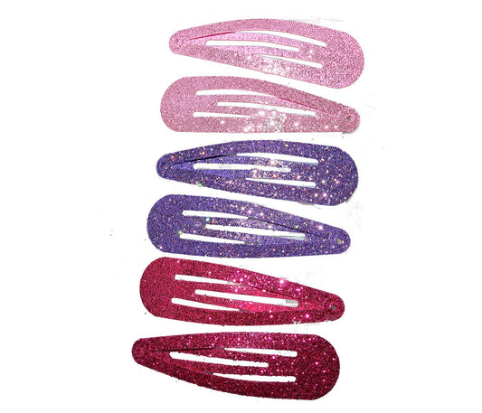 5cm Pink Glitter Metal Bendies Sleepies Snap Clips Hair Clips Slides