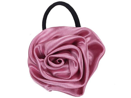 Pink Satin Rosette Ponytailer