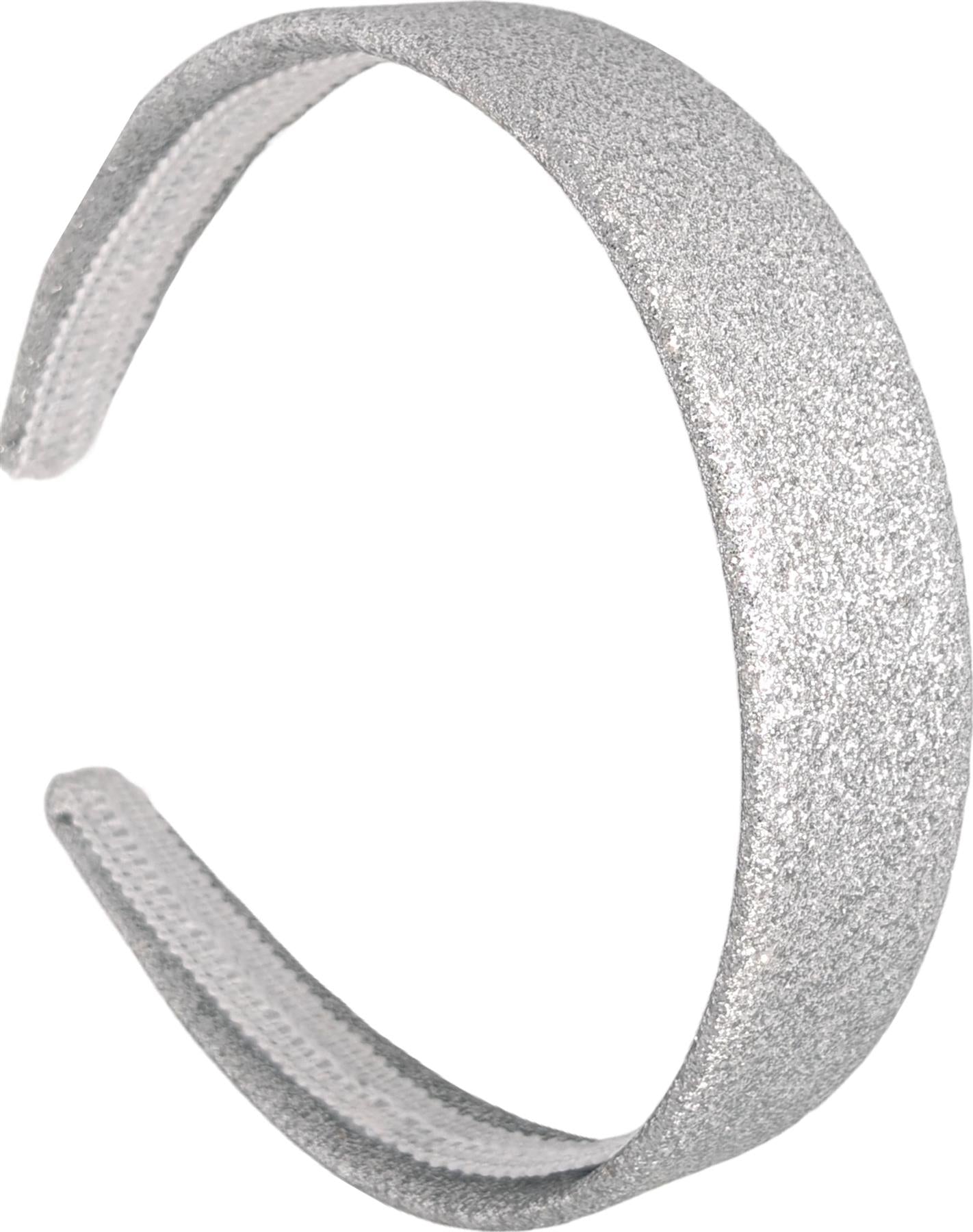 2.5cm Silver Glitter Fabric Plastic Alice Band Hair Band Headband No Teeth