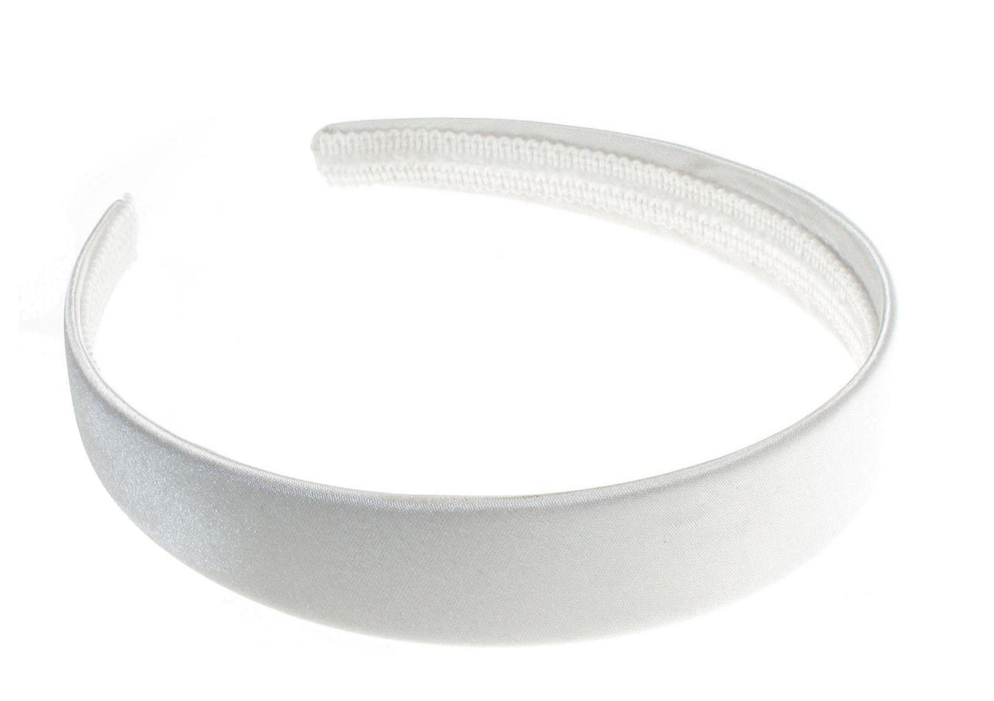 2cm White Satin Covered Plastic Alice Band Hair Band Headband No Teeth