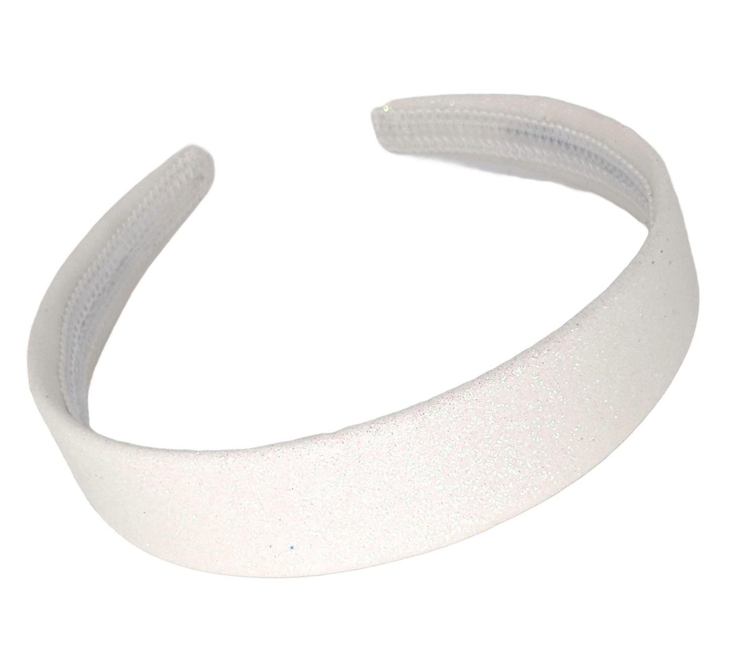 2.5cm White Glitter Fabric Plastic Alice Band Hair Band Headband No Teeth