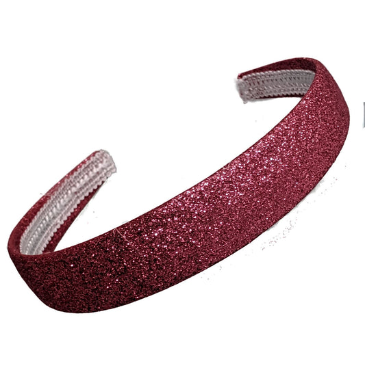 2.5cm Dark Pink Glitter Fabric Plastic Alice Hair Band Headband No Teeth