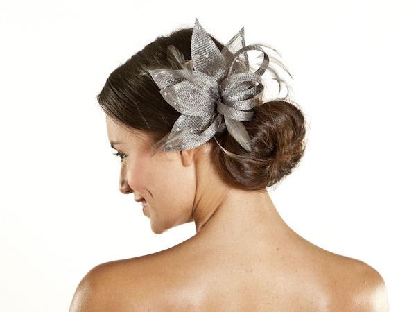 Silver Grey Crystal Leaf Comb