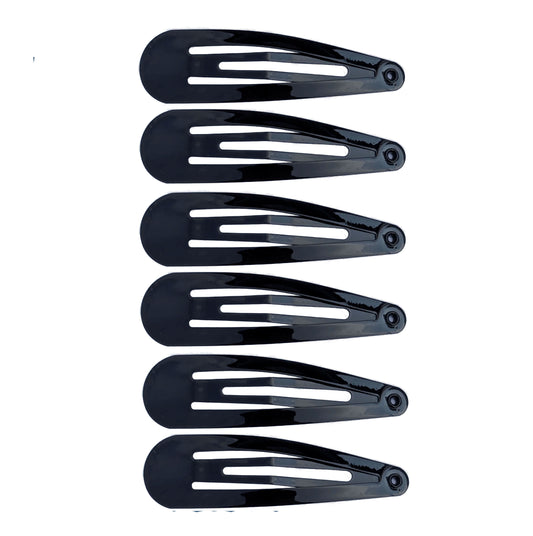 5cm Plain Black Painted Sleepies Snap Clips Hair Clips Slides School Work