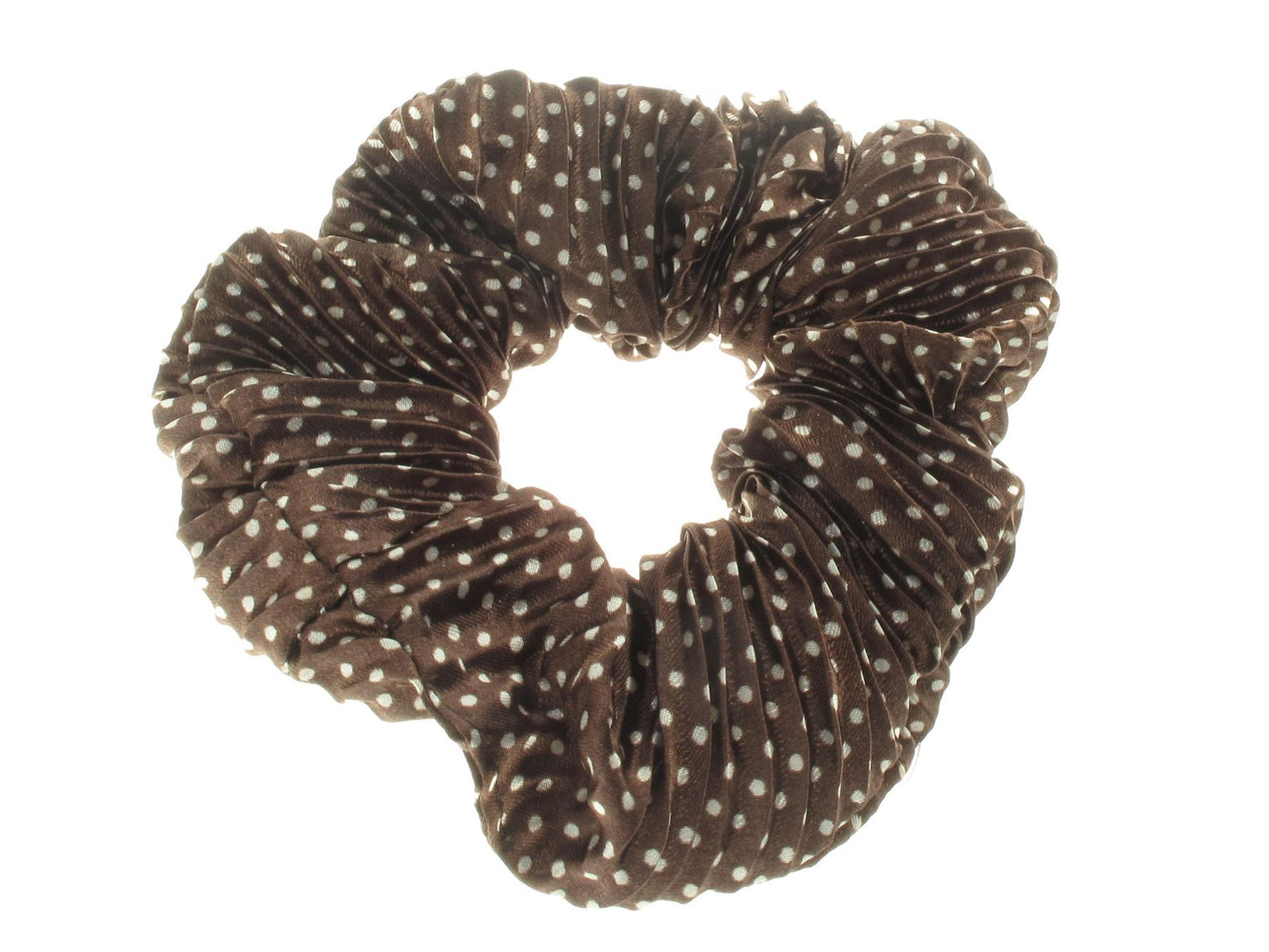 Brown Crinkle Dot Spot Fabric Hair Scrunchie Hair Bobble Hair Elastic Band