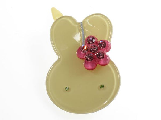 Cute Pale Golden Brown Bunny Crystal Hair Grip Clip Slide