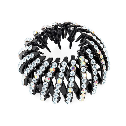 Crystal Black Plastic Bun Holder Expandable Ponytail Holder Hair Clamp